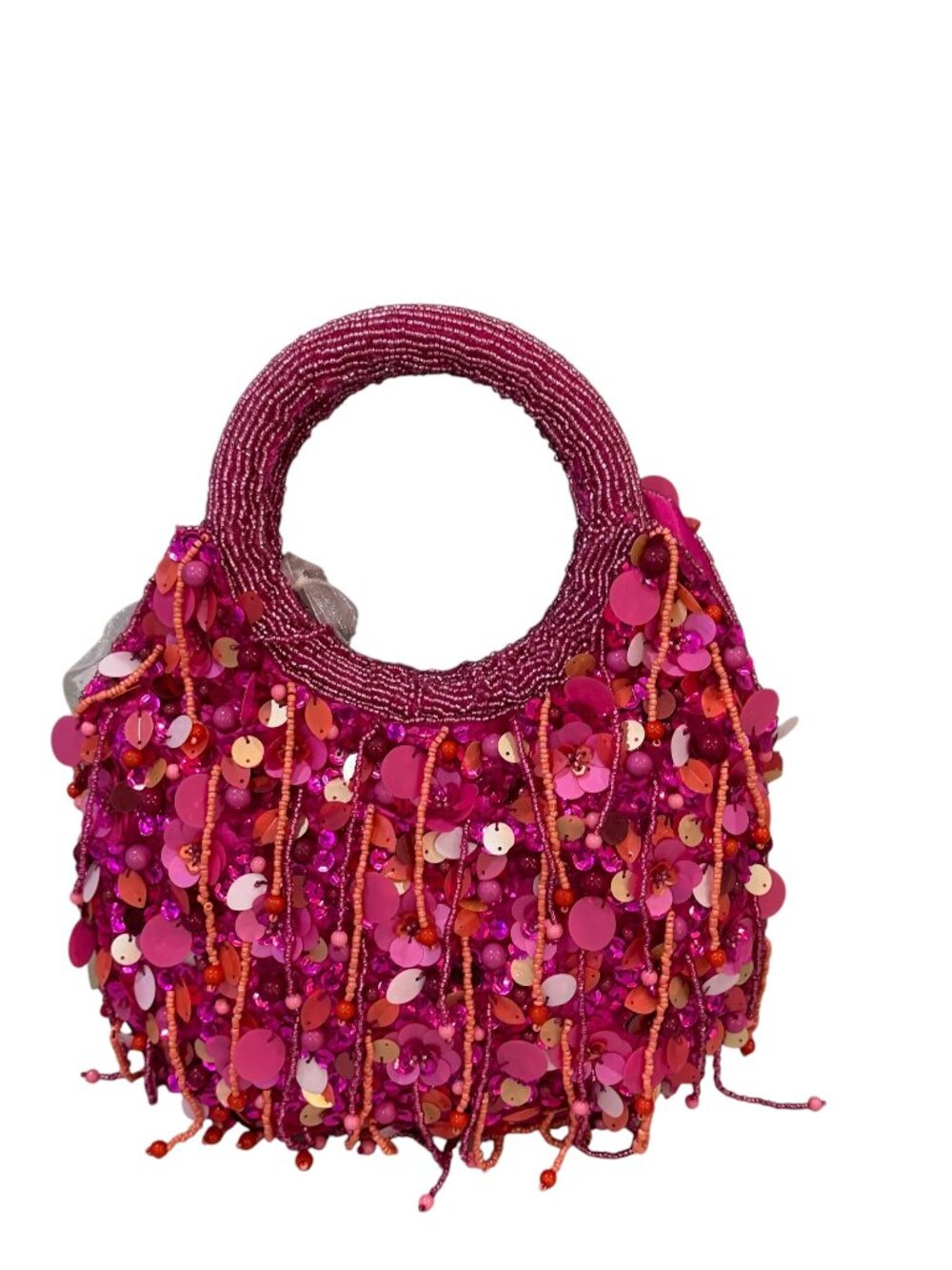 Hot Pink Sequin Fringe Handbag